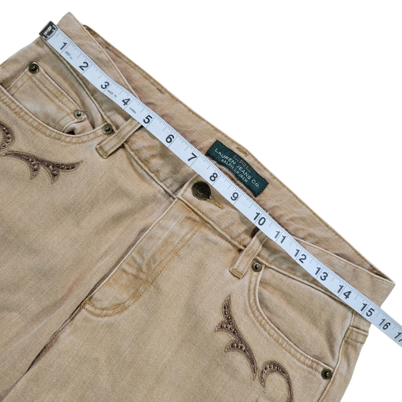 Ralph Lauren Jeans‎ Co Womens 6 Tan Western Stretch Classic Boot Cut Embroidered - Picture 11 of 13